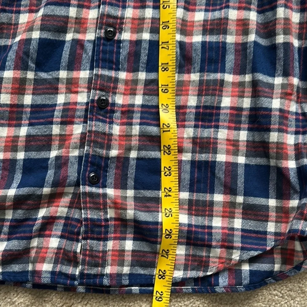 J. Crew Red Blue Casual Button Down Shirt Flannel Mens Large Outdoors Hiking